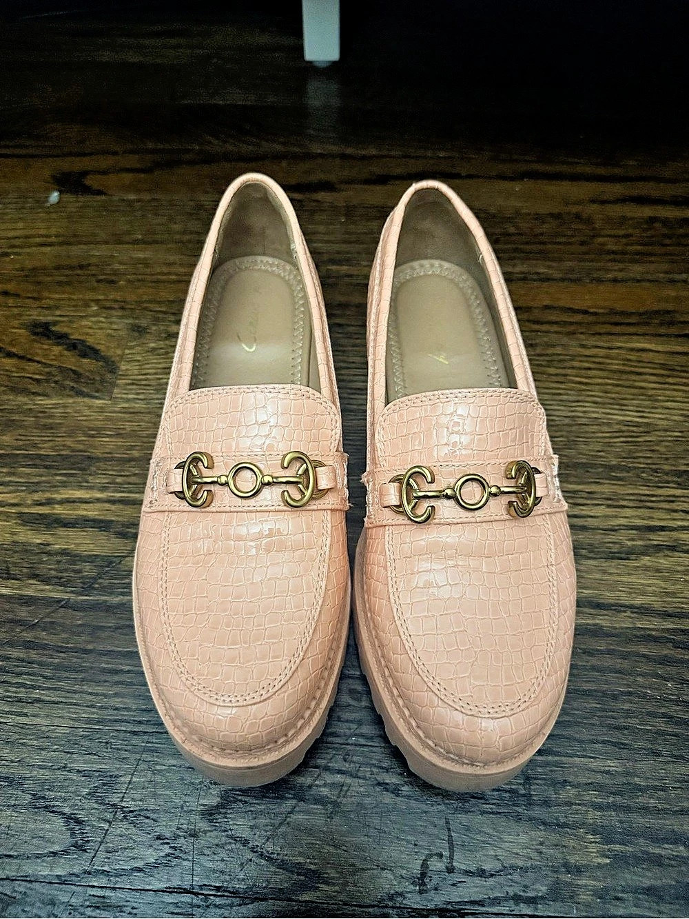 Circus NY by Sam Edelman "Deana" Pink Croc Lug Sole Loafers 🩰✨